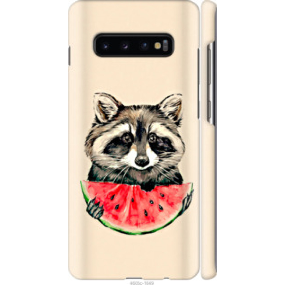 Чехол на Samsung Galaxy S10 Plus Енотик с арбузом (4605c-1649)