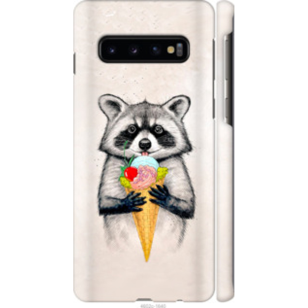 Чехол на Samsung Galaxy S10 Енотик с мороженым (4602c-1640)