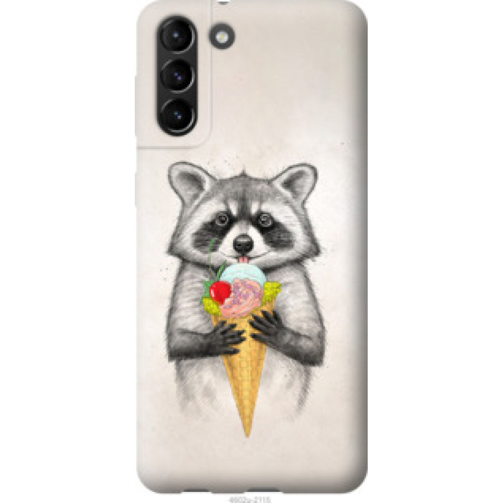 Чехол на Samsung Galaxy S21 Plus Енотик с мороженым (4602c-2115)
