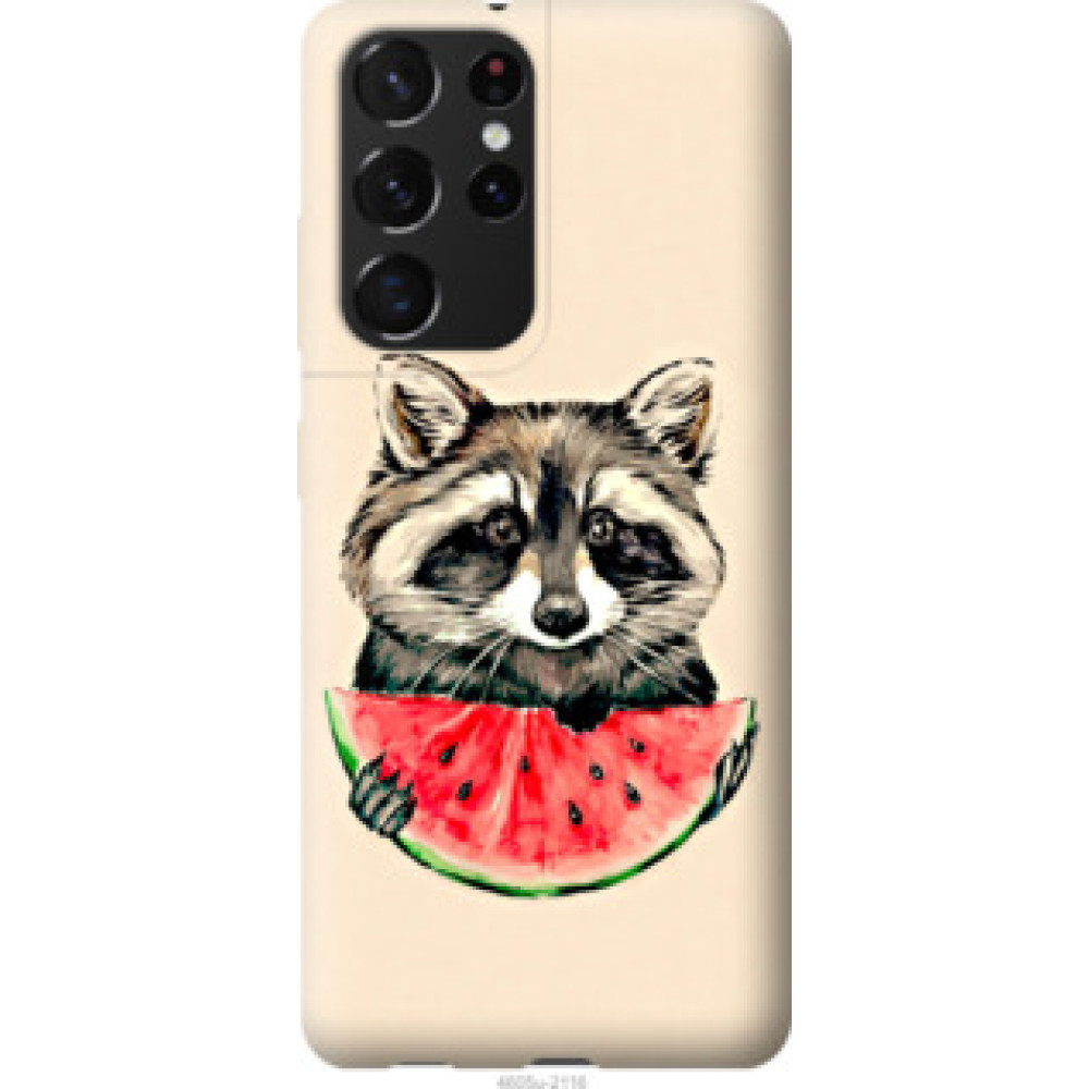 Чехол на Samsung Galaxy S21 Ultra Енотик с арбузом (4605c-2116)