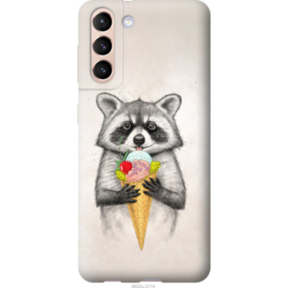 Чехол на Samsung Galaxy S21 Енотик с мороженым (4602c-2114)