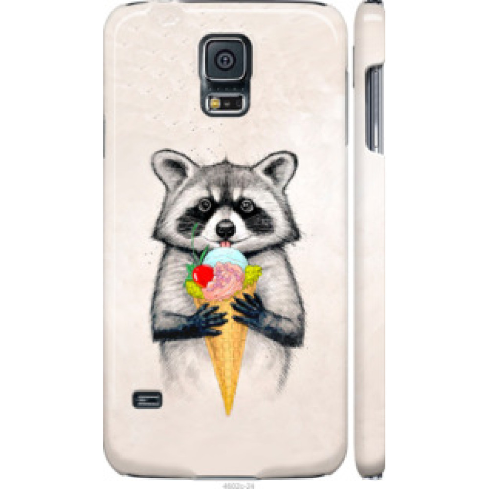Чехол на Samsung Galaxy S5 Duos SM G900FD Енотик с мороженым (4602c-62)
