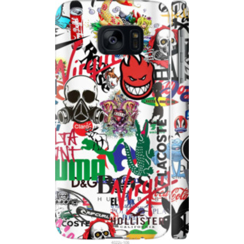 Чехол на Samsung Galaxy S7 G930F Many different logos (4022c-106)