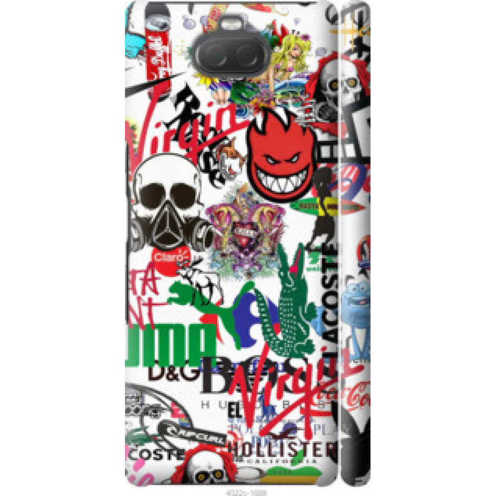 Чехол на Sony Xperia 10 I4113 Many different logos (4022c-1688)