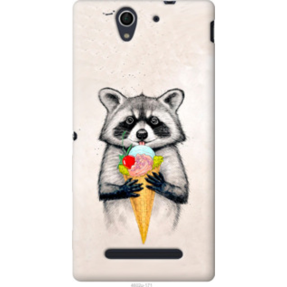 Чохол на Sony Xperia C3 D2502 Енотик с мороженым (4602u-171)