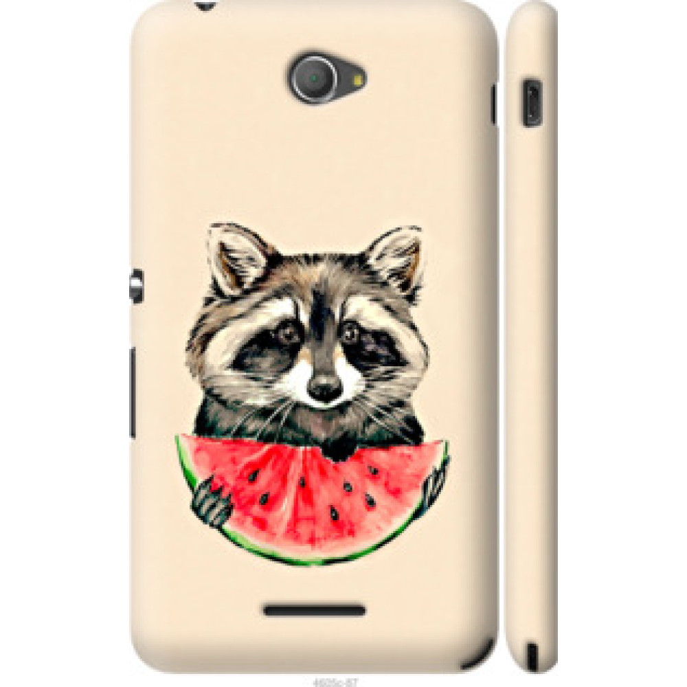 Чохол на Sony Xperia E4 Dual E2115 Енотик с арбузом (4605c-87)