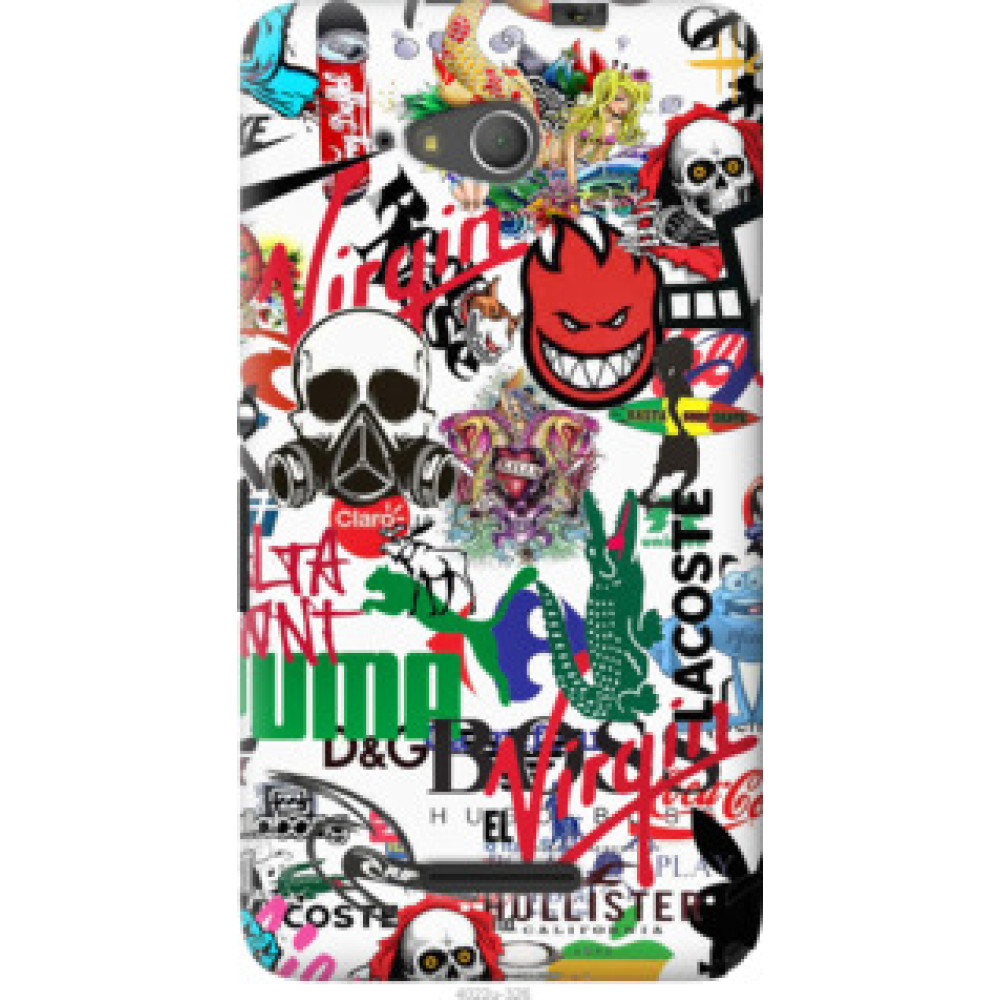 Чехол на Xperia E4g Many different logos (4022u-326)