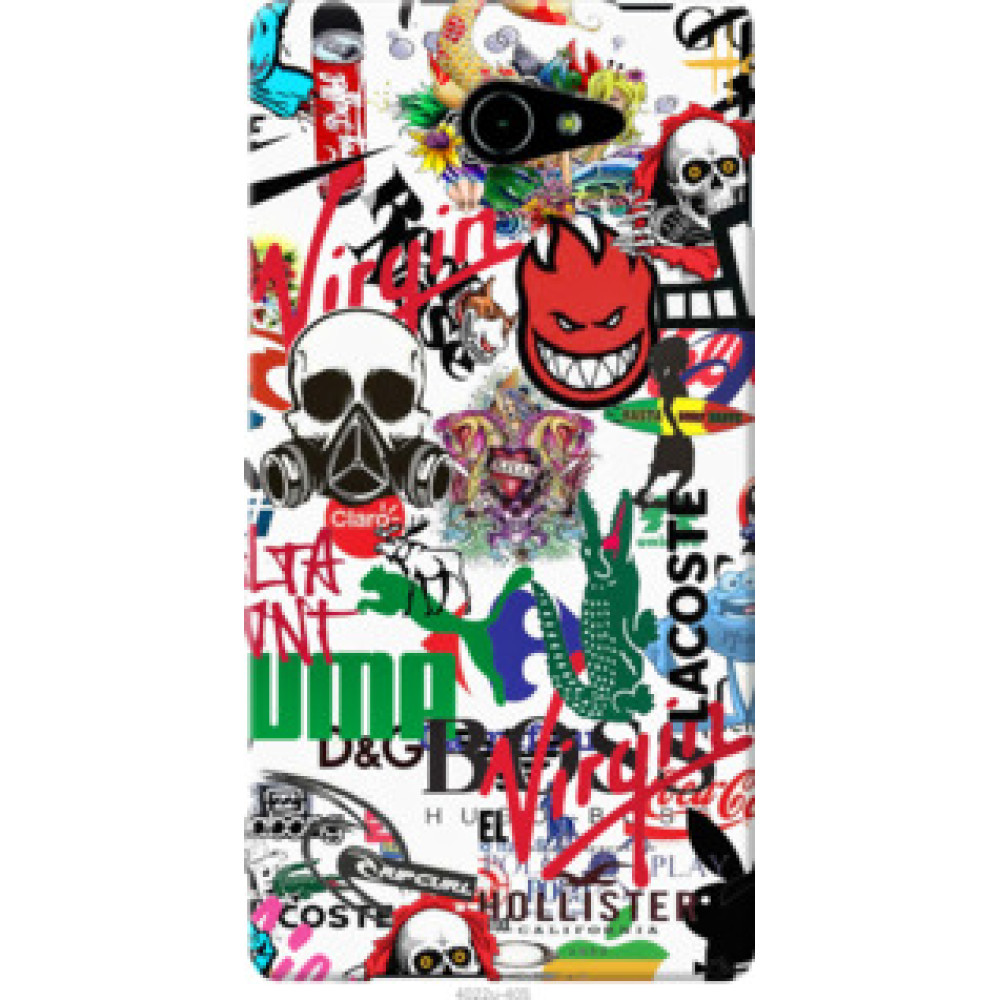 Чехол на Sony Xperia M2 Aqua D2403 Many different logos (4022u-405)