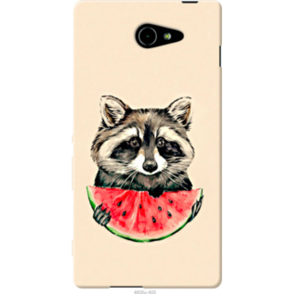 Чехол на Sony Xperia M2 Aqua D2403 Енотик с арбузом (4605u-405)