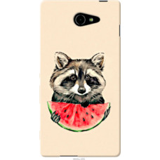 Чехол на Sony Xperia M2 Aqua D2403 Енотик с арбузом (4605u-405)