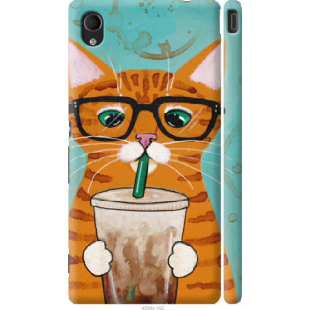 Чехол на Sony Xperia M4 Aqua E2312 Зеленоглазый кот в очках (4054c-162)