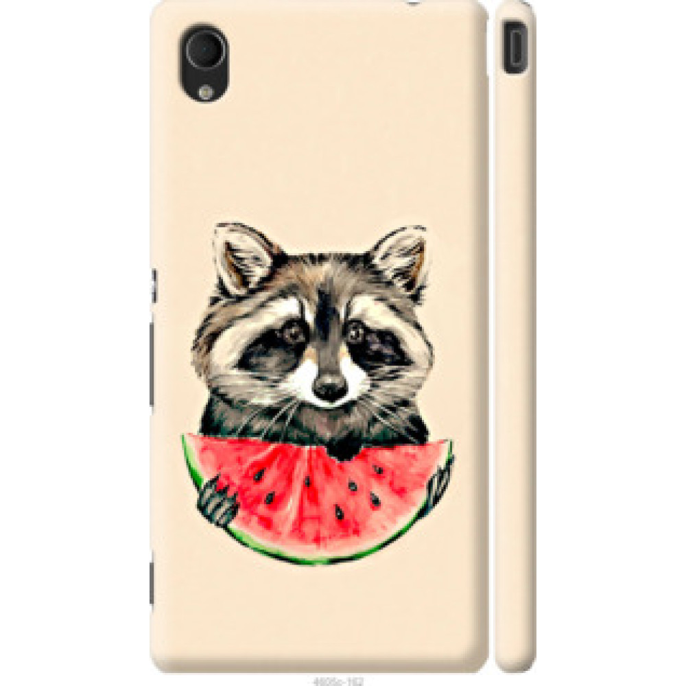 Чехол на Sony Xperia M4 Aqua E2312 Енотик с арбузом (4605c-162)