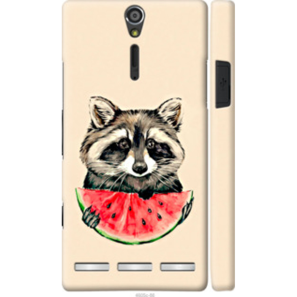 Чехол на Sony Xperia S LT26i Енотик с арбузом (4605u-86)