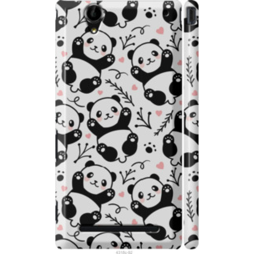 Чехол на Sony Xperia T2 Ultra Dual D5322 Панды (4318c-92)