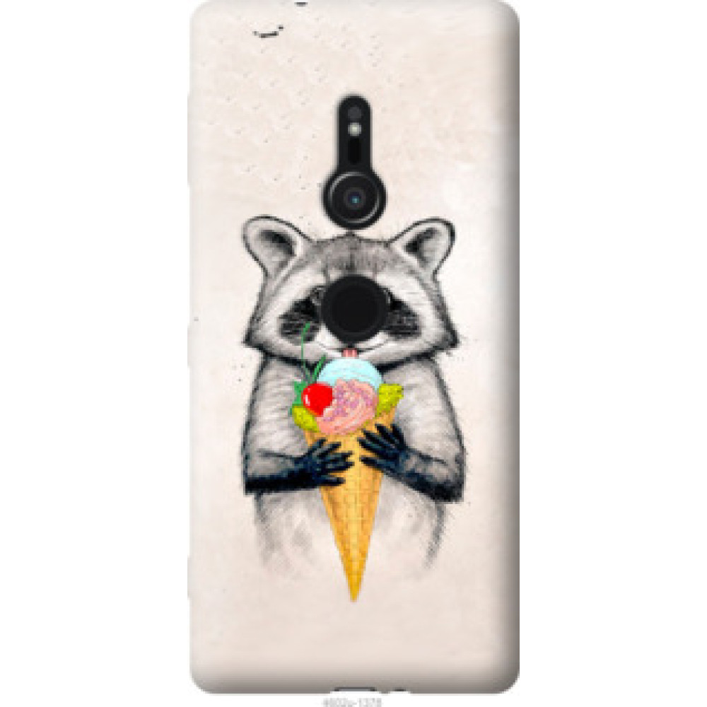 Чехол на Sony Xperia XZ2 H8266 Енотик с мороженым (4602u-1378)