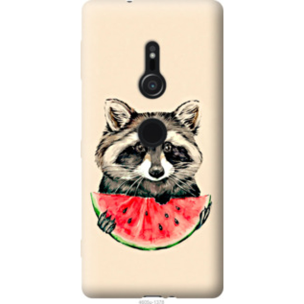 Чехол на Sony Xperia XZ2 H8266 Енотик с арбузом (4605u-1378)