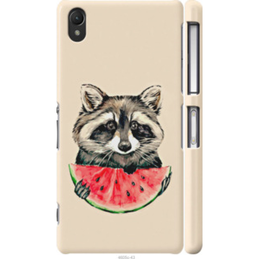 Чехол на Sony Xperia Z2 D6502/D6503 Енотик с арбузом (4605c-43)