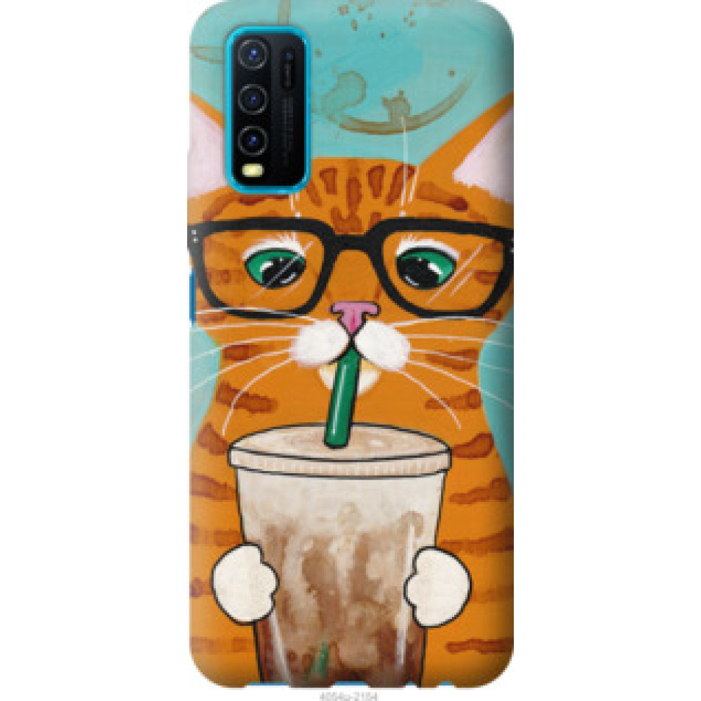 Чохол на Vivo Y30 Зеленоглазый кот в очках (4054u-2154)