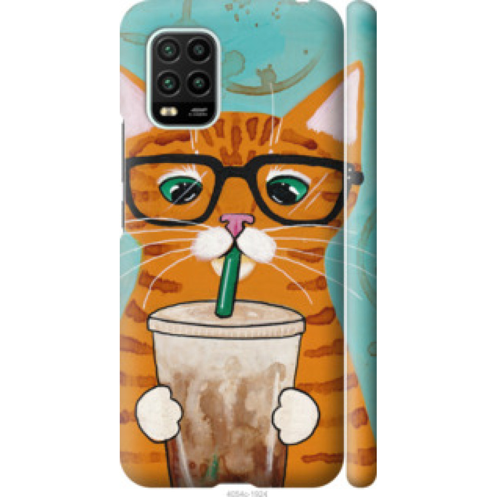 Чехол на Xiaomi Mi 10 Lite Зеленоглазый кот в очках (4054c-1924)
