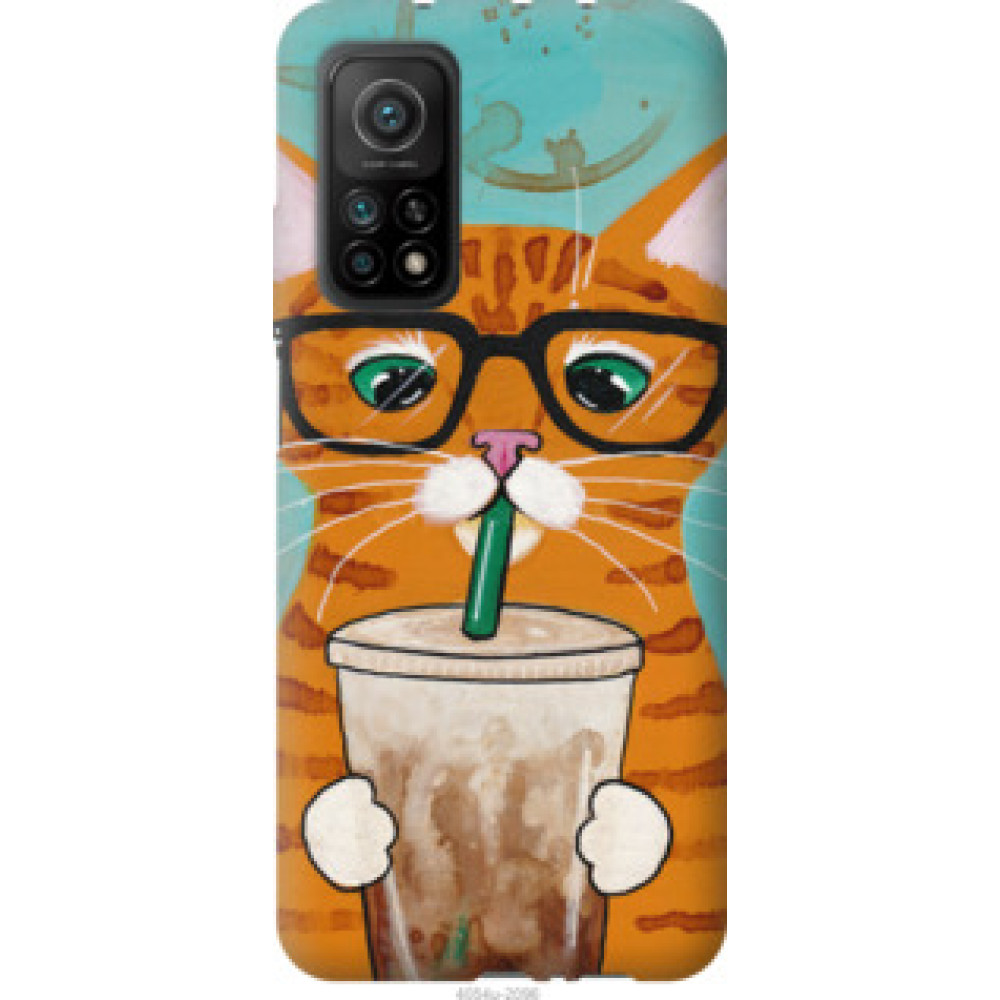 Чехол на Xiaomi Mi 10T Зеленоглазый кот в очках (4054c-2096)