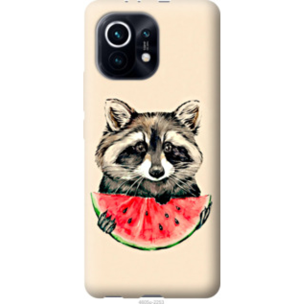 Чехол на Xiaomi Mi 11 Енотик с арбузом (4605u-2253)