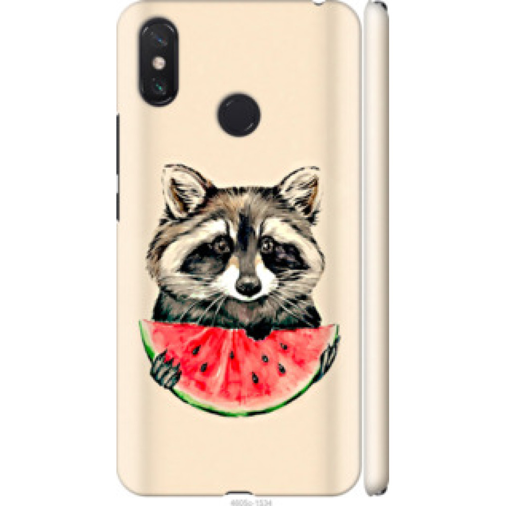 Чехол на Xiaomi Mi Max 3 Енотик с арбузом (4605c-1534)
