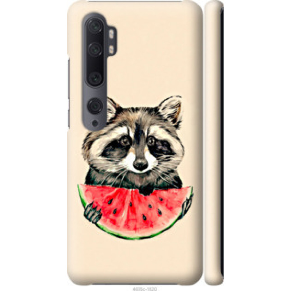 Чехол на Xiaomi Mi Note 10 Енотик с арбузом (4605c-1820)