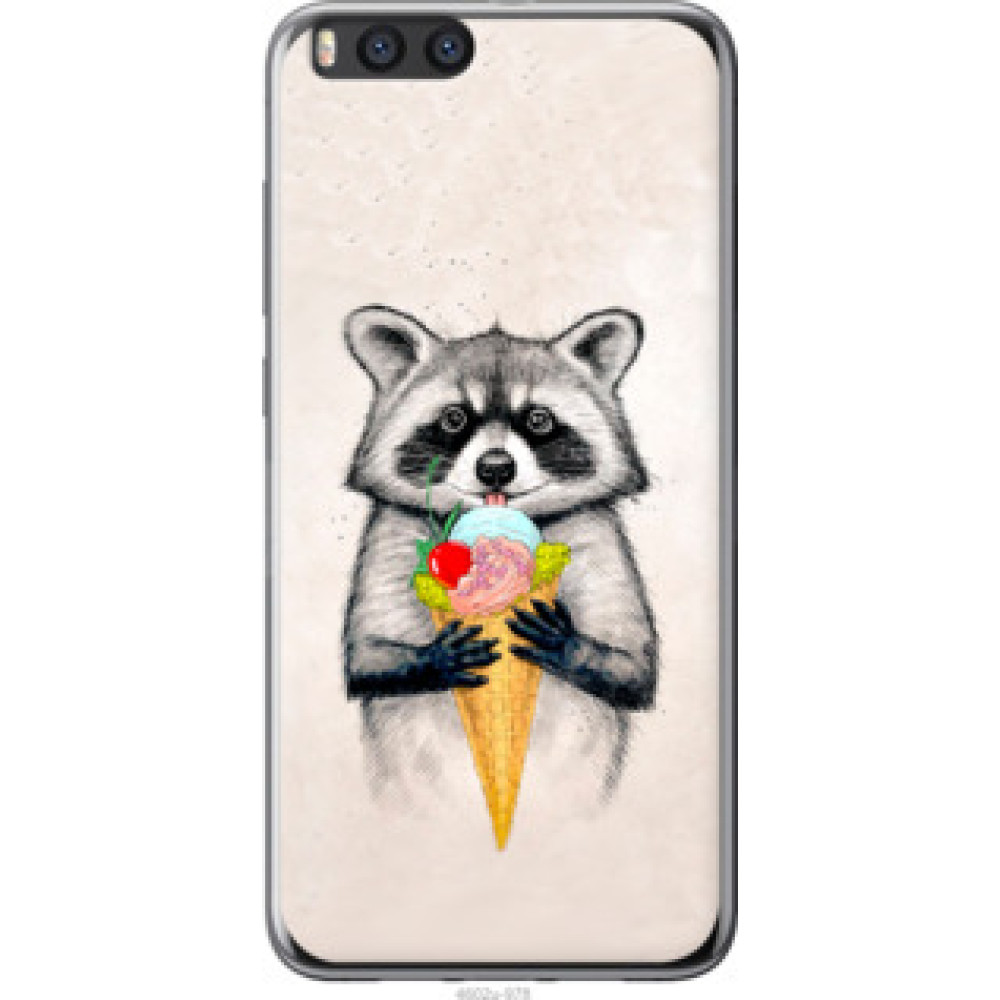 Чехол на Xiaomi Mi Note 3 Енотик с мороженым (4602u-978)