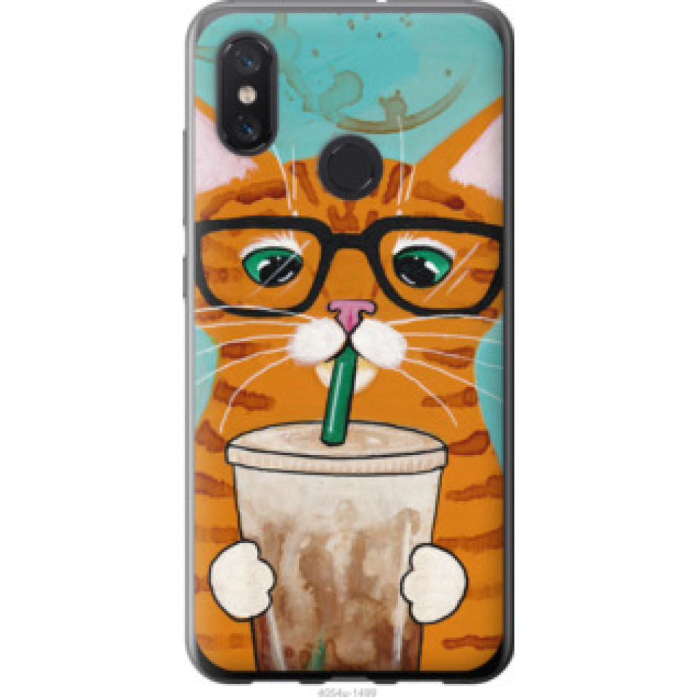 Чехол на Xiaomi Mi8 Зеленоглазый кот в очках (4054u-1499)