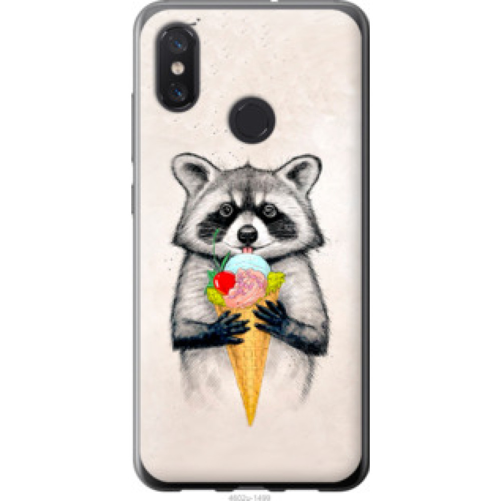 Чехол на Xiaomi Mi8 Енотик с мороженым (4602u-1499)