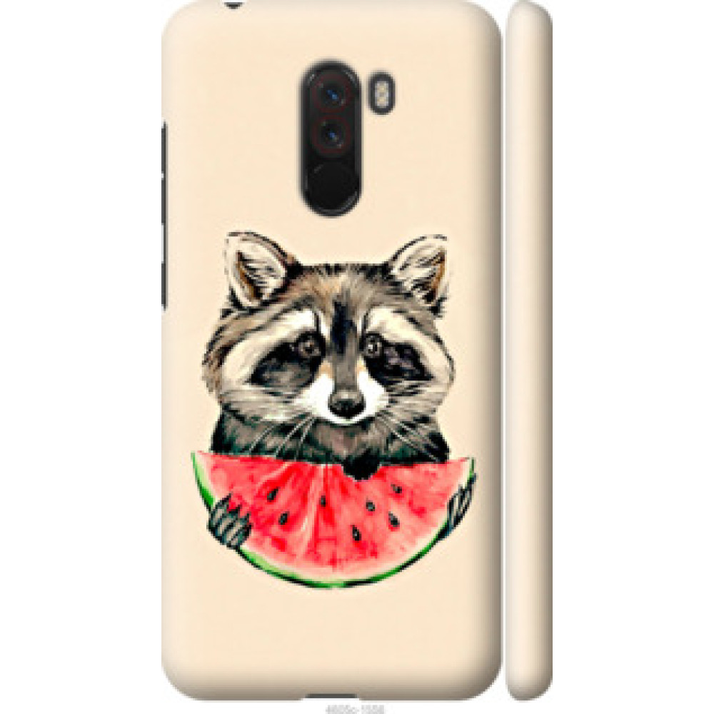 Чохол на Xiaomi Pocophone F1 Енотик с арбузом (4605c-1556)