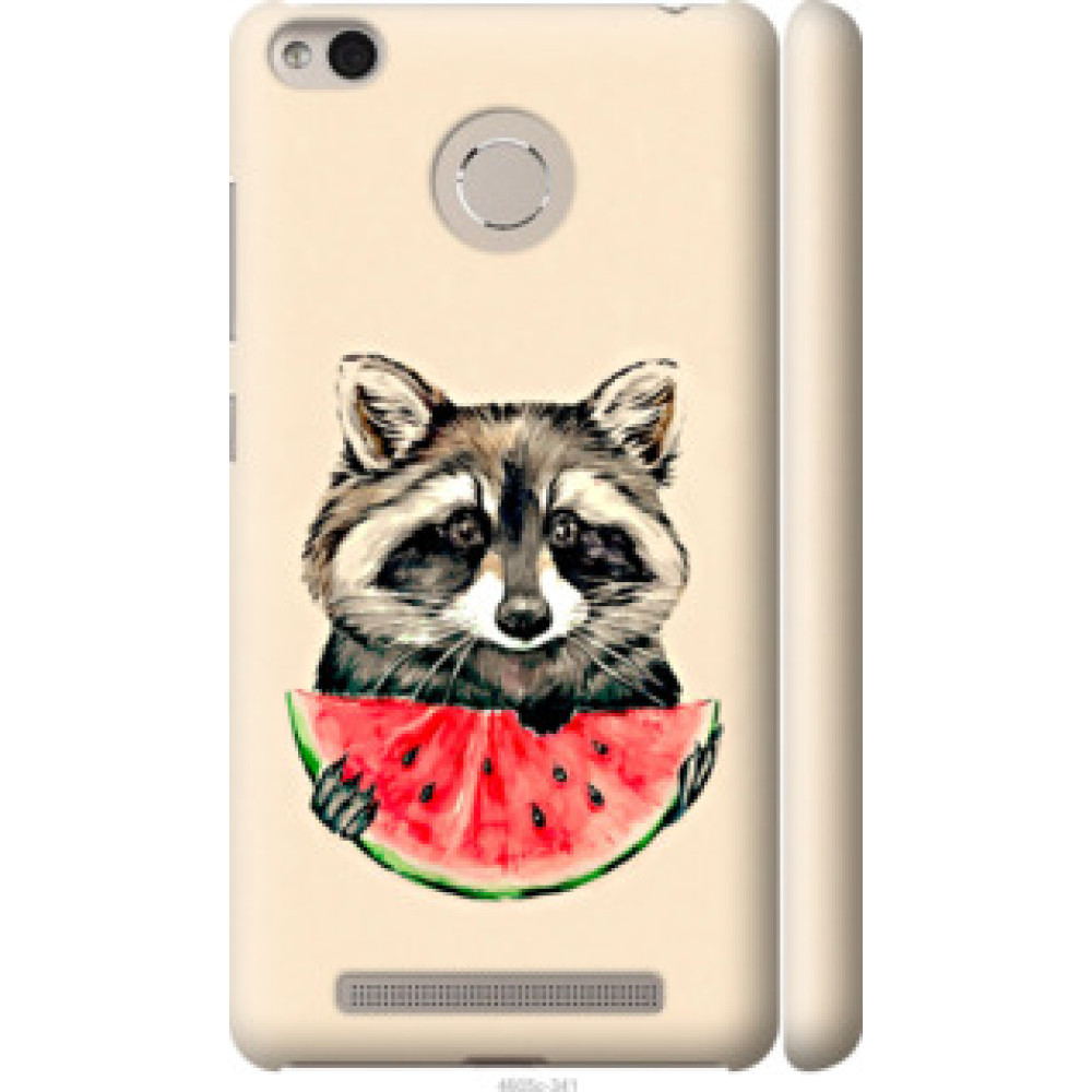 Чехол на Xiaomi Redmi 3 Pro Енотик с арбузом (4605c-341)
