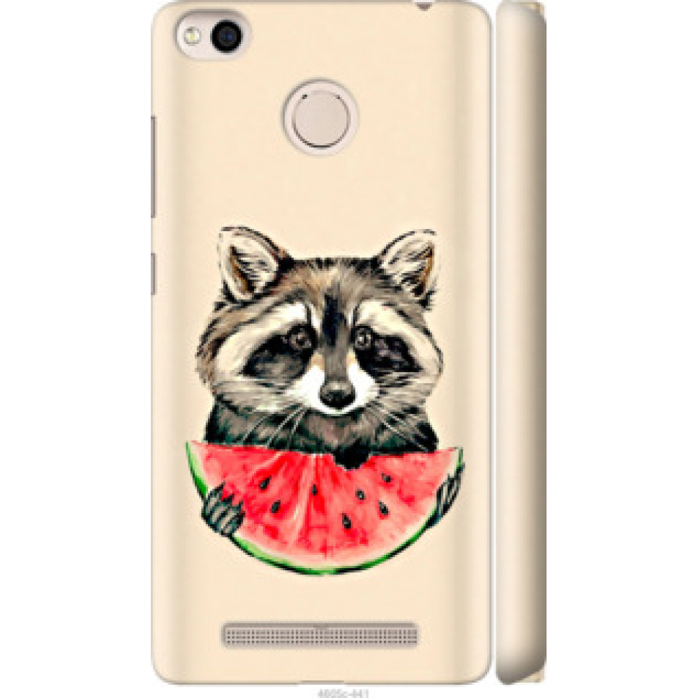 Чехол на Xiaomi Redmi 3x Енотик с арбузом (4605c-441)