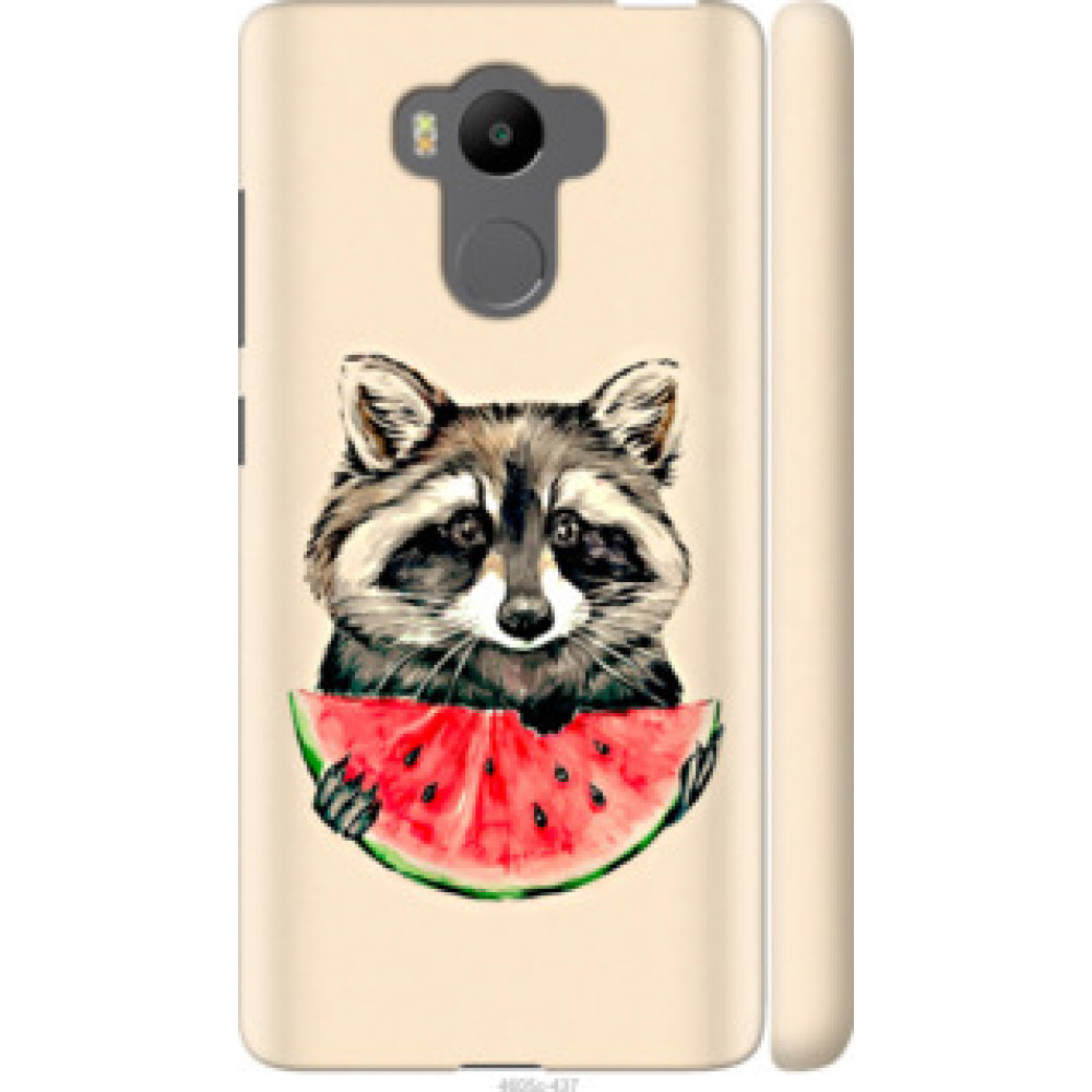 Чехол на Xiaomi Redmi 4 Prime Енотик с арбузом (4605c-437)