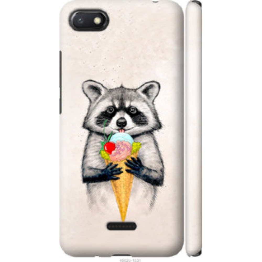 Чехол на Xiaomi Redmi 6A Енотик с мороженым (4602c-1531)