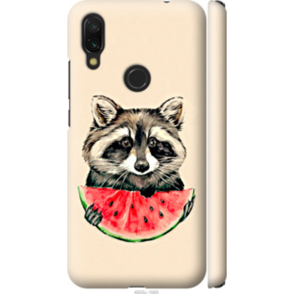 Чехол на Xiaomi Redmi 7 Енотик с арбузом (4605c-1669)