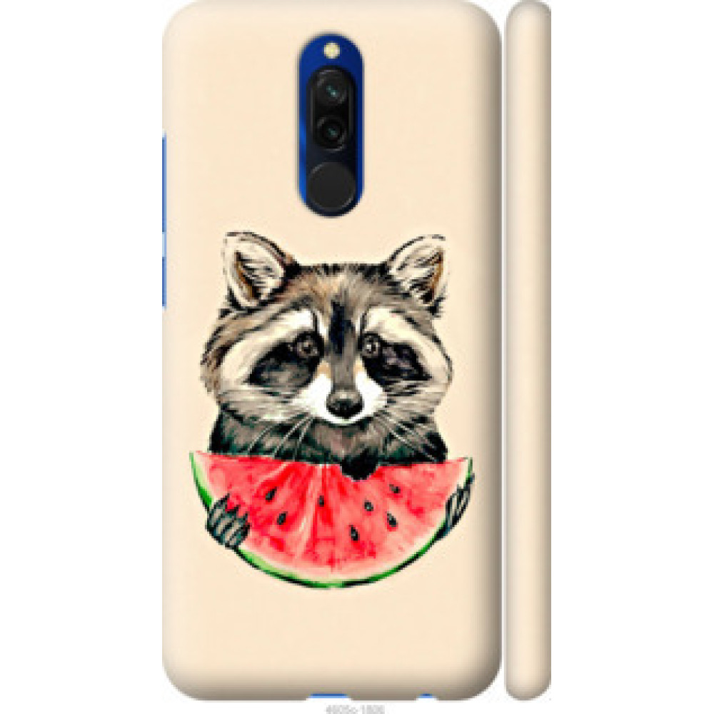 Чехол на Xiaomi Redmi 8 Енотик с арбузом (4605c-1806)