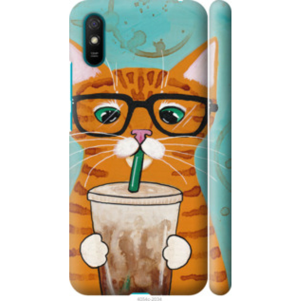 Чехол на Xiaomi Redmi 9A Зеленоглазый кот в очках (4054c-2034)