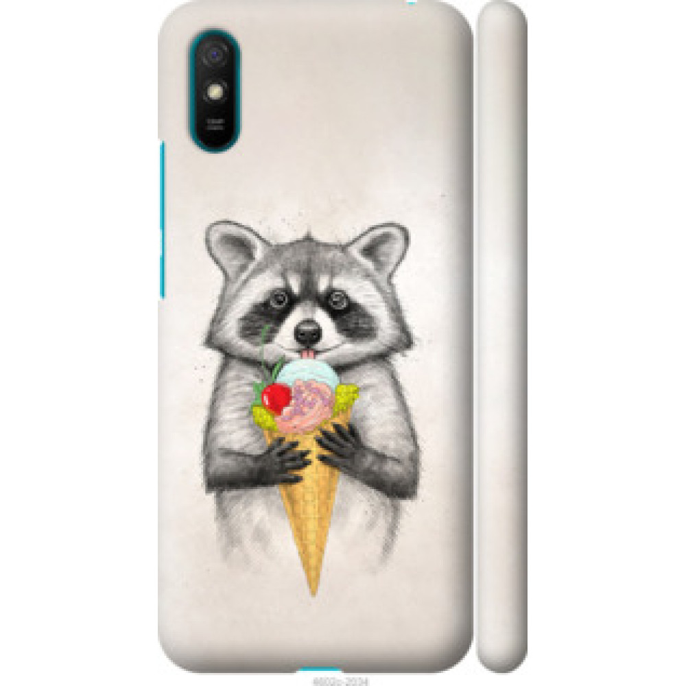 Чехол на Xiaomi Redmi 9A Енотик с мороженым (4602c-2034)