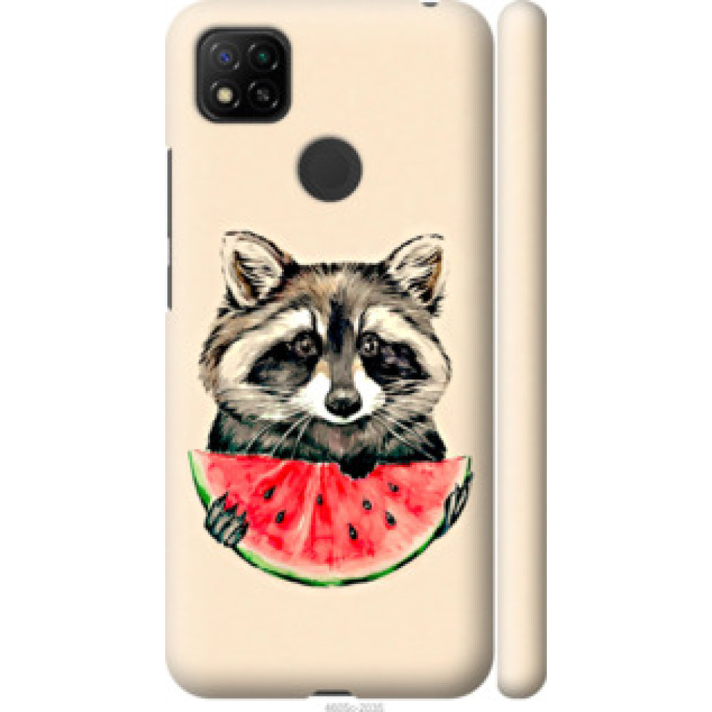 Чехол на Xiaomi Redmi 9C Енотик с арбузом (4605c-2035)