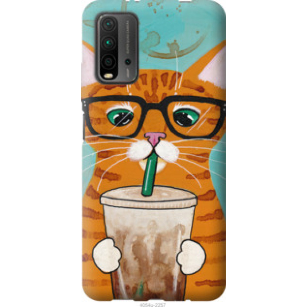Чехол на Xiaomi Redmi 9T Зеленоглазый кот в очках (4054u-2257)
