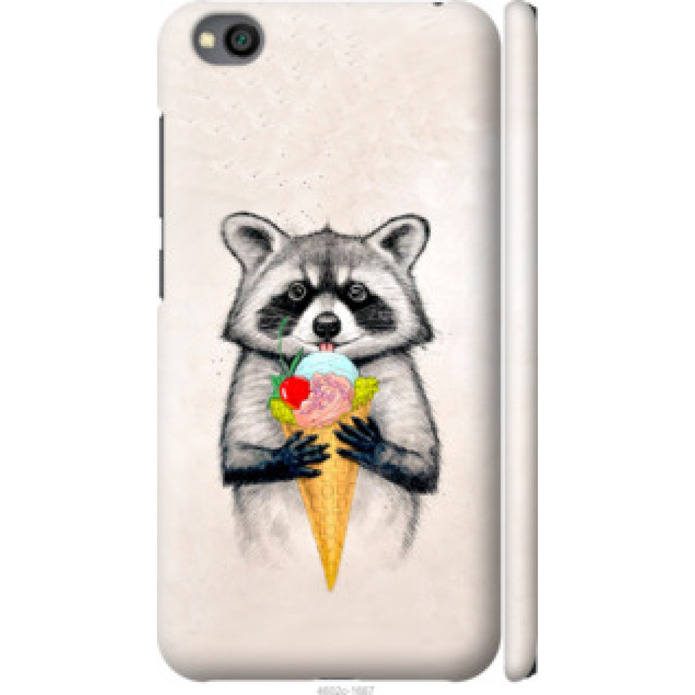 Чехол на Xiaomi Redmi Go Енотик с мороженым (4602c-1667)