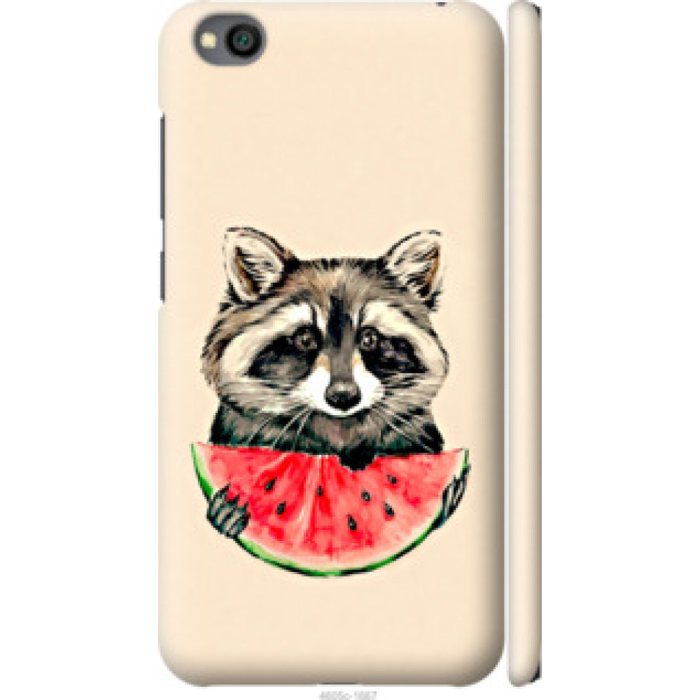 Чехол на Xiaomi Redmi Go Енотик с арбузом (4605c-1667)
