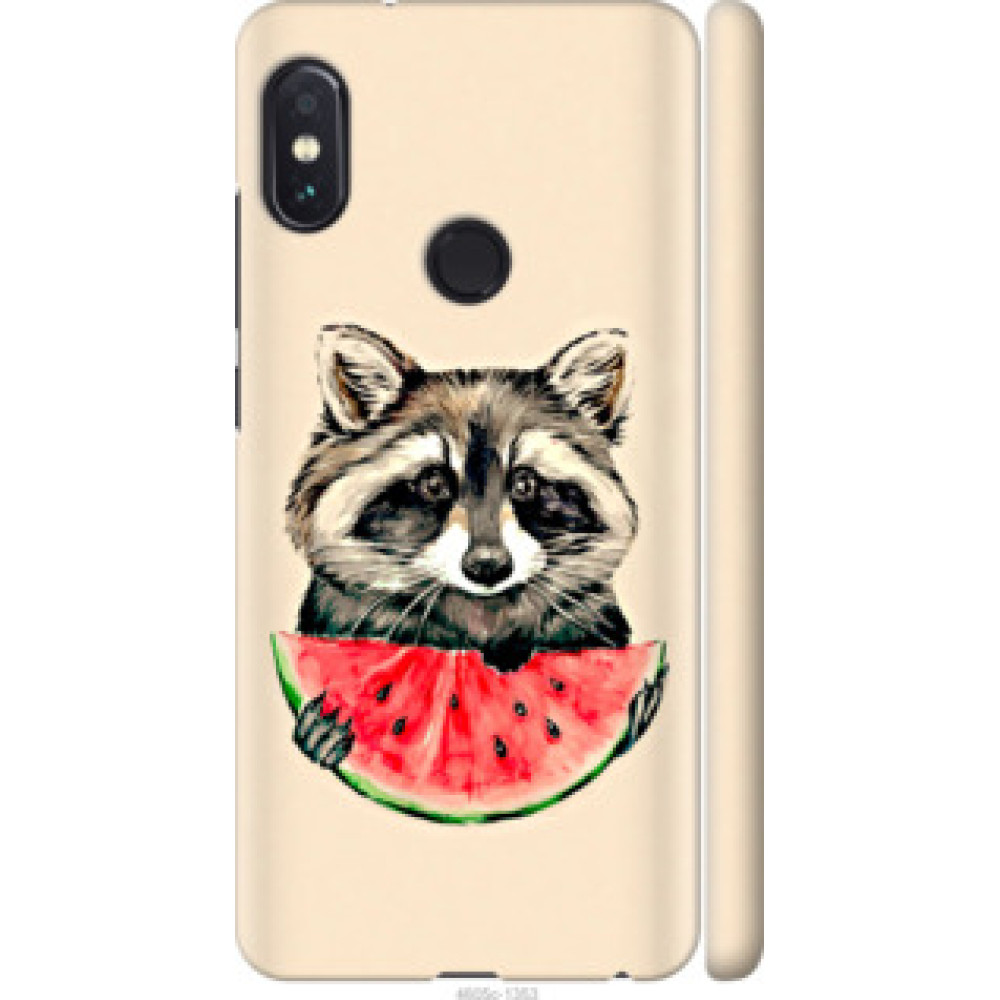 Чохол на Xiaomi Redmi Note 5 Pro Енотик с арбузом (4605c-1353)