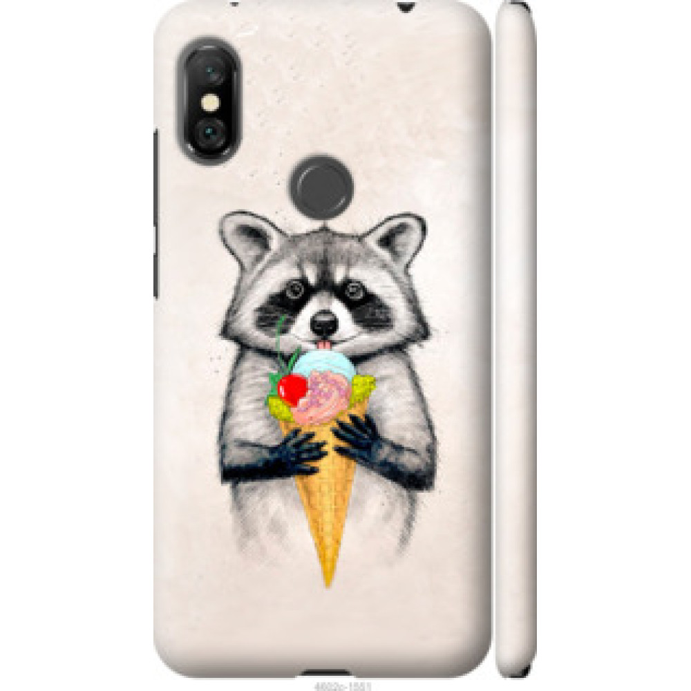 Чехол на Xiaomi Redmi Note 6 Pro Енотик с мороженым (4602c-1551)