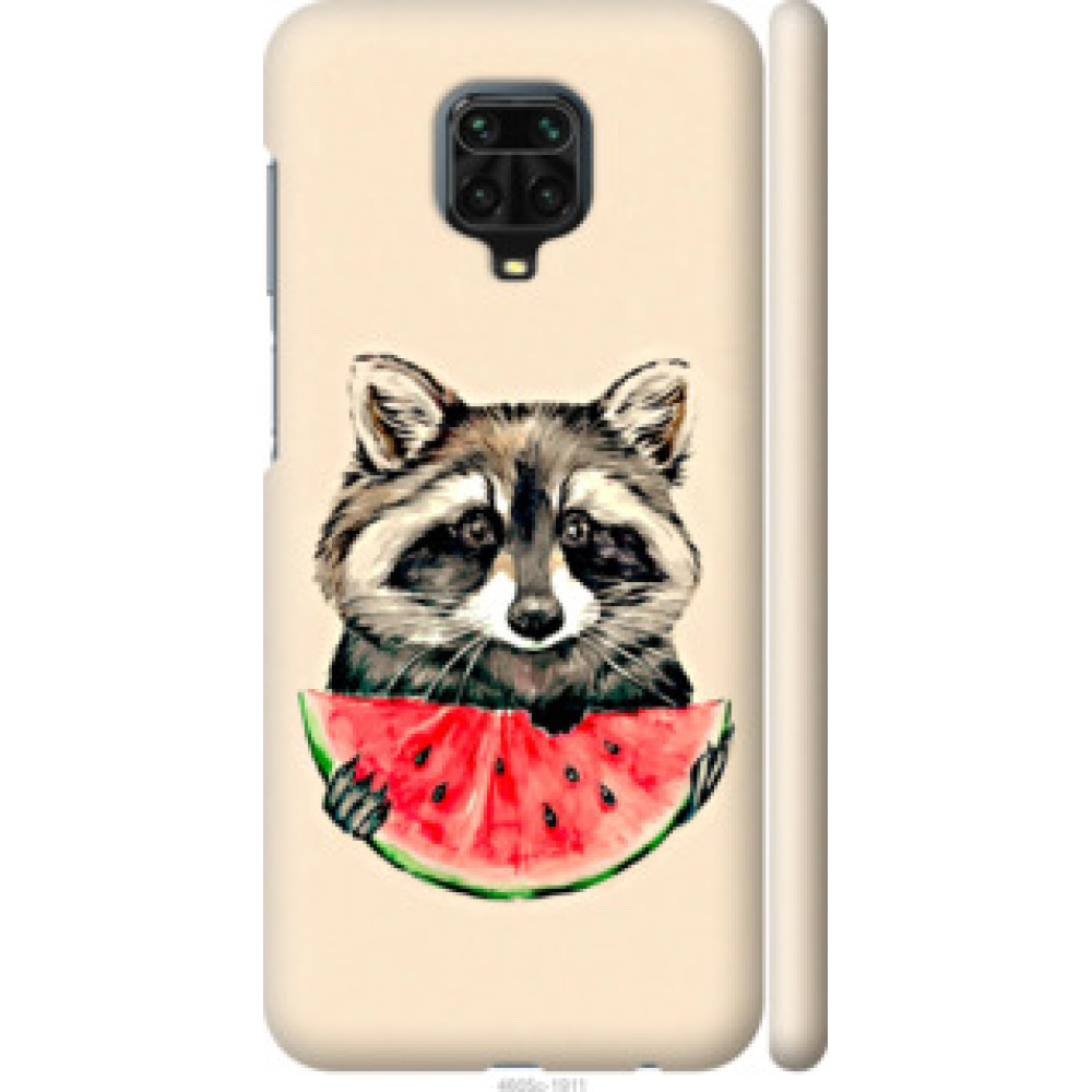 Чехол на Redmi Note 9 Pro Енотик с арбузом (4605c-1911)