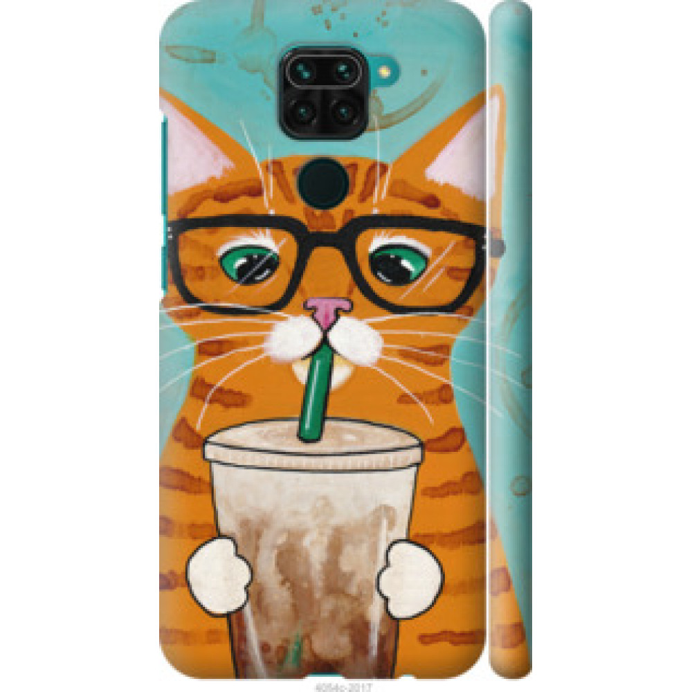 Чехол на Xiaomi Redmi Note 9 Зеленоглазый кот в очках (4054c-2017)